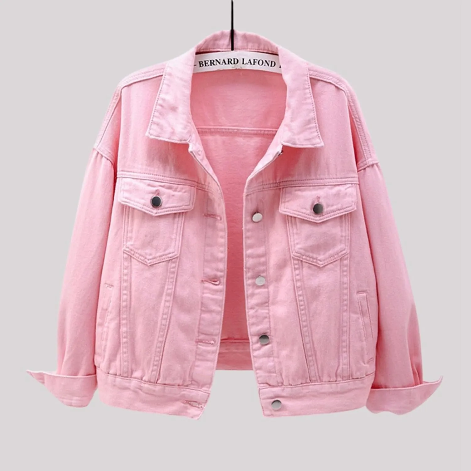 Women's Fashion Casual Colorful Solid Size Large Pocket Button Denim Coat Women's Short Coat Ladies Denim Jacket