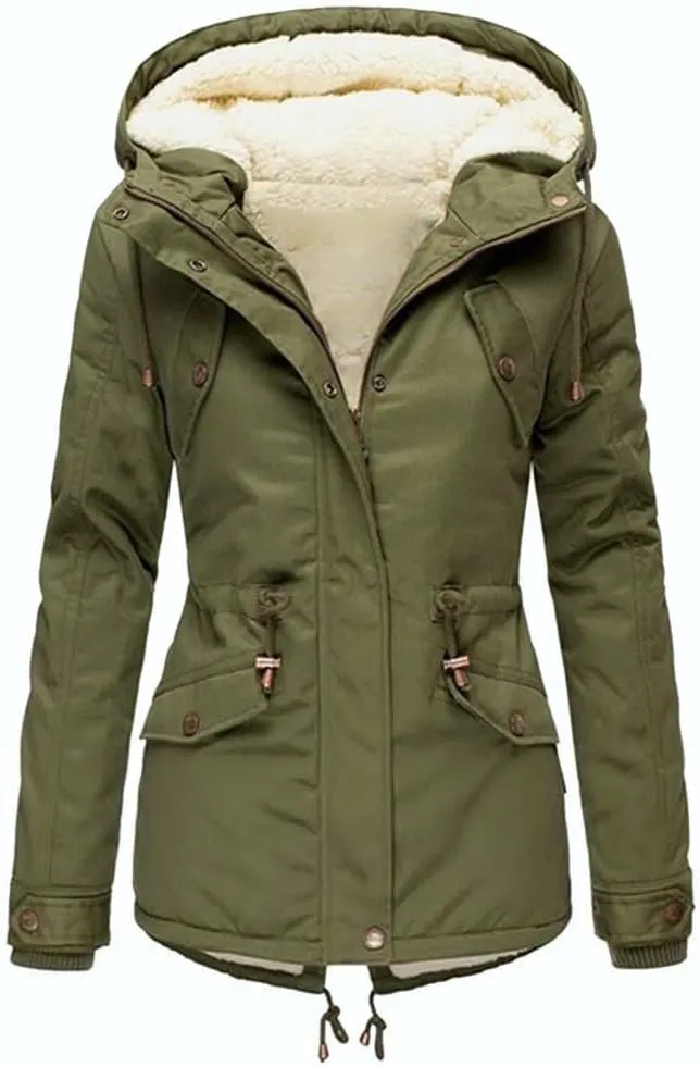 Womens Fashion Fleece Thicken Coat Down Jacket Cotton Jacket Lightweight Down Jacket Quilted Parka Jacket Puffer