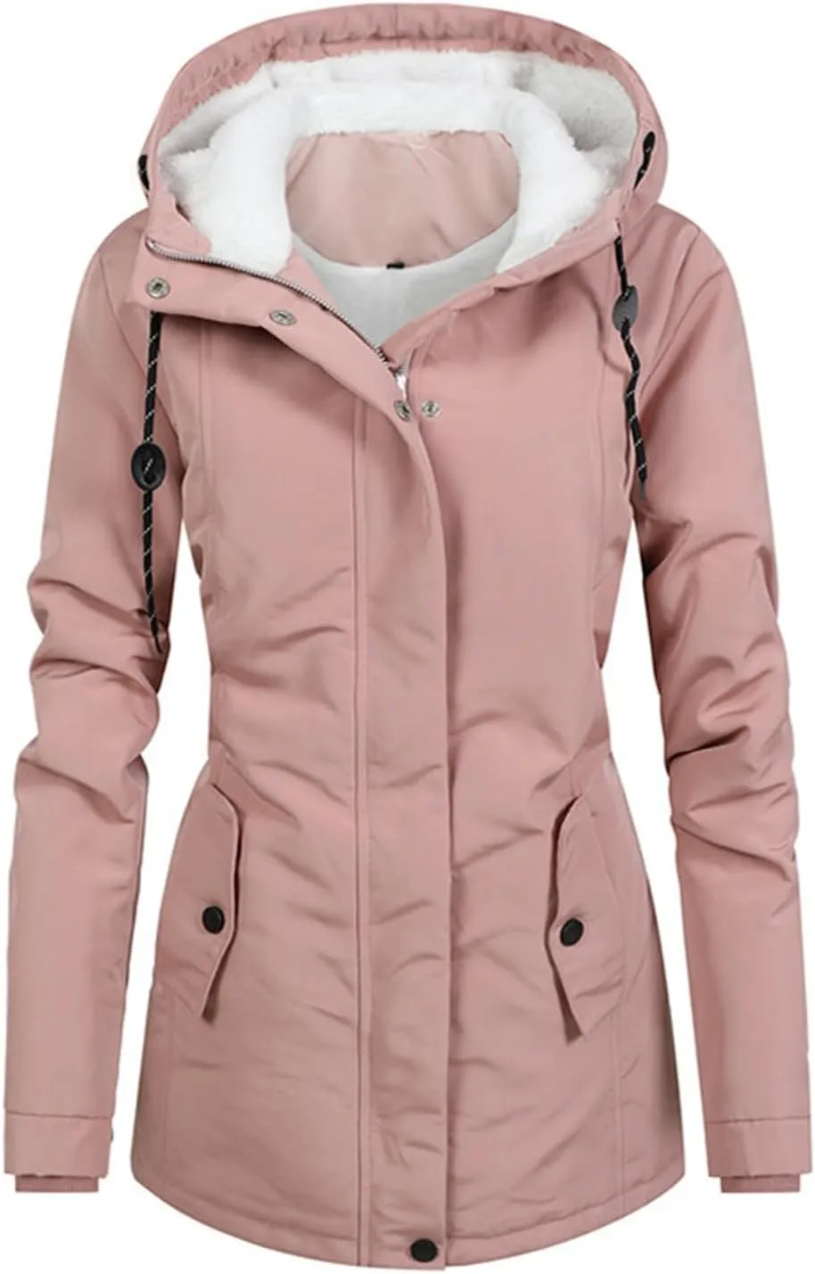 Women's Fleece Lined Down Jacket Coats Thickened Warm Parka Hooded Jacket 2024 Winter Outerwear