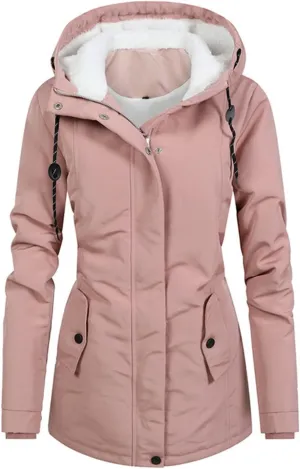 Women's Fleece Lined Down Jacket Coats Thickened Warm Parka Hooded Jacket 2024 Winter Outerwear