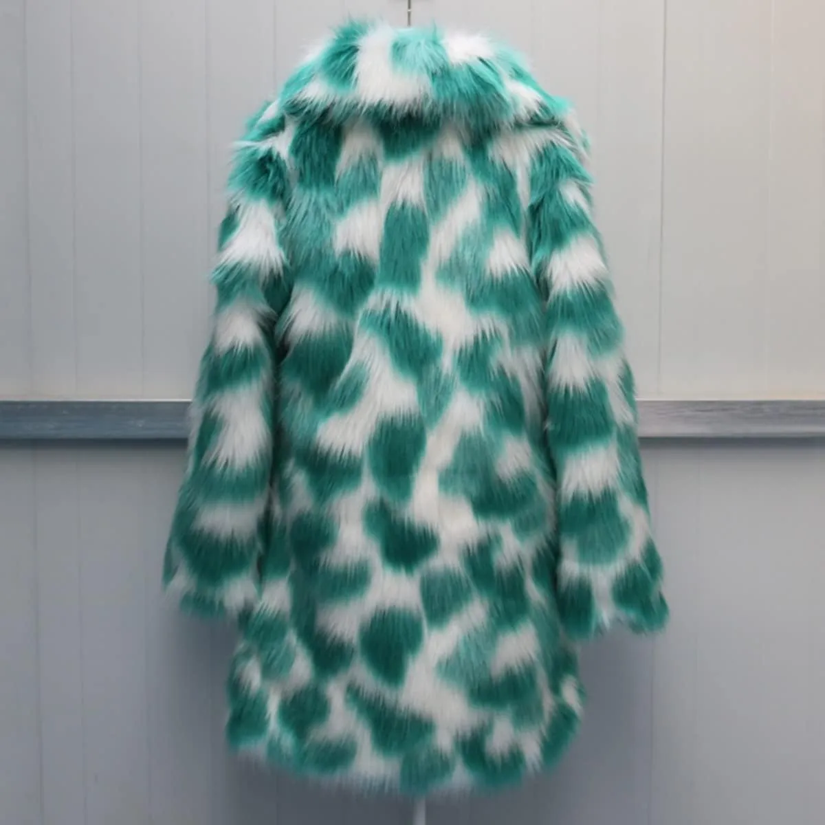 Women's Full Length Faux Fur Warm Coat Sweater Jacket Winter Long Sleeve Overcoat Hooded Outerwear