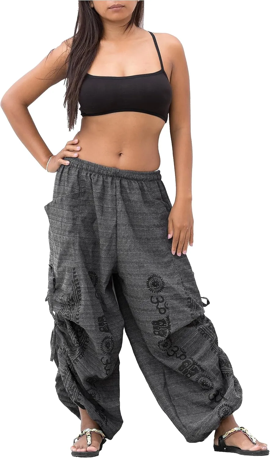 Women's Harem Cotton Pants Loose Fit Comfy Yoga Pants with Pockets