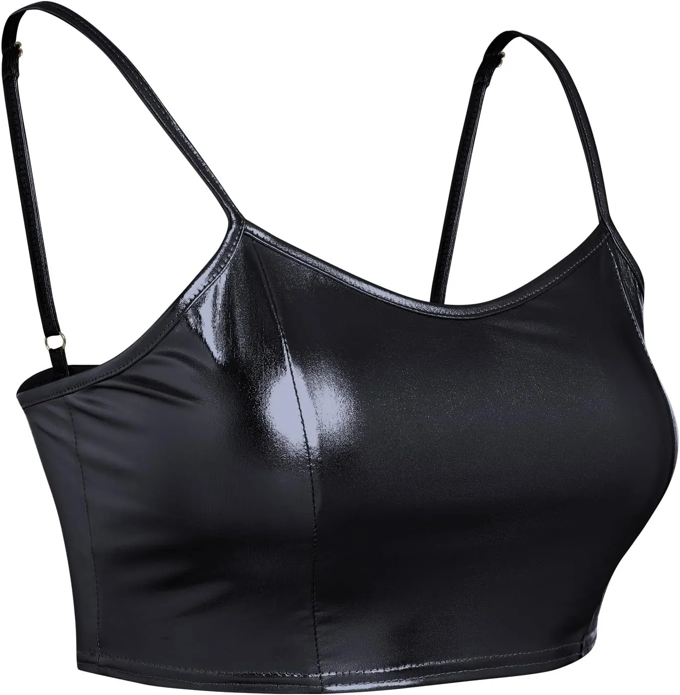 Womens Holographic Metallic Shiny Off Shoulder Crop Top Bustier Tube Top Blouse Rave Causal Strapless Basic Sexy Vest