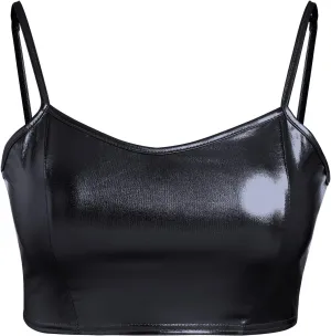 Womens Holographic Metallic Shiny Off Shoulder Crop Top Bustier Tube Top Blouse Rave Causal Strapless Basic Sexy Vest