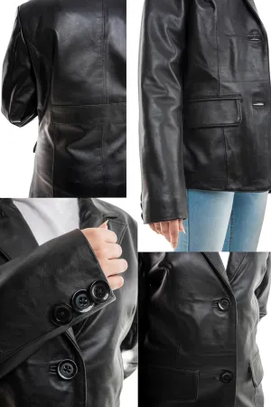 Womens Leather Casual Blazer - Leather Coat for Women