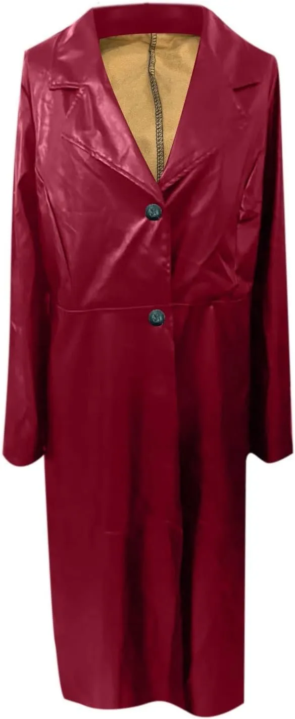 Womens Leathers Blazers Dressy Casual Windproof Trench Coat Fall Long Jackets Loose Fit Work Fashion Coats Outerwear