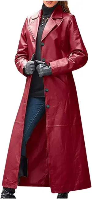 Womens Leathers Blazers Dressy Casual Windproof Trench Coat Fall Long Jackets Loose Fit Work Fashion Coats Outerwear