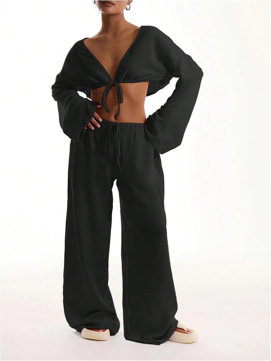 Womens Linen Pants Wide Leg Loose Cotton Swimsuit Coverups Summer Pants Beach Vacation Outfits