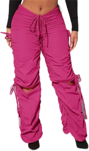Women's Pants Drawstring Waist Cutout Ruched Parachute Pants Pant for Women