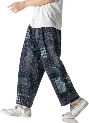 Women's Patchwork Plaid Harem Pants, Cotton Harajuku Pants, Loose Street Pants