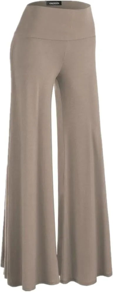 Womens Solid Palazzo Pants High Waist Wide Leg Pants Stretchy Pants