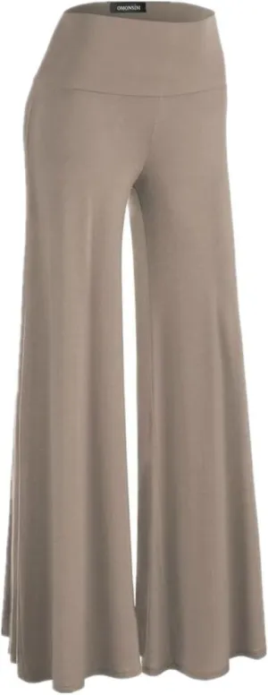 Womens Solid Palazzo Pants High Waist Wide Leg Pants Stretchy Pants
