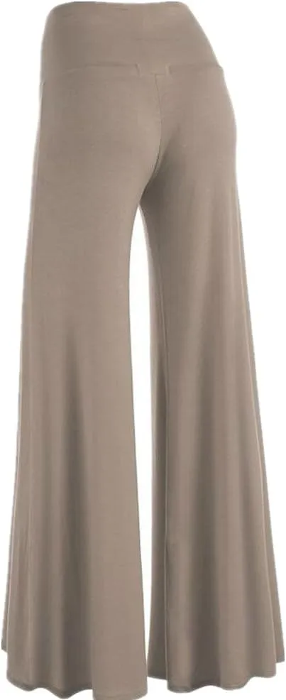 Womens Solid Palazzo Pants High Waist Wide Leg Pants Stretchy Pants