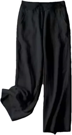Women's Spring Summer Cotton Linen Wide Leg Pants  Solid Color Loose Fit Casual Straight Leg Trousers