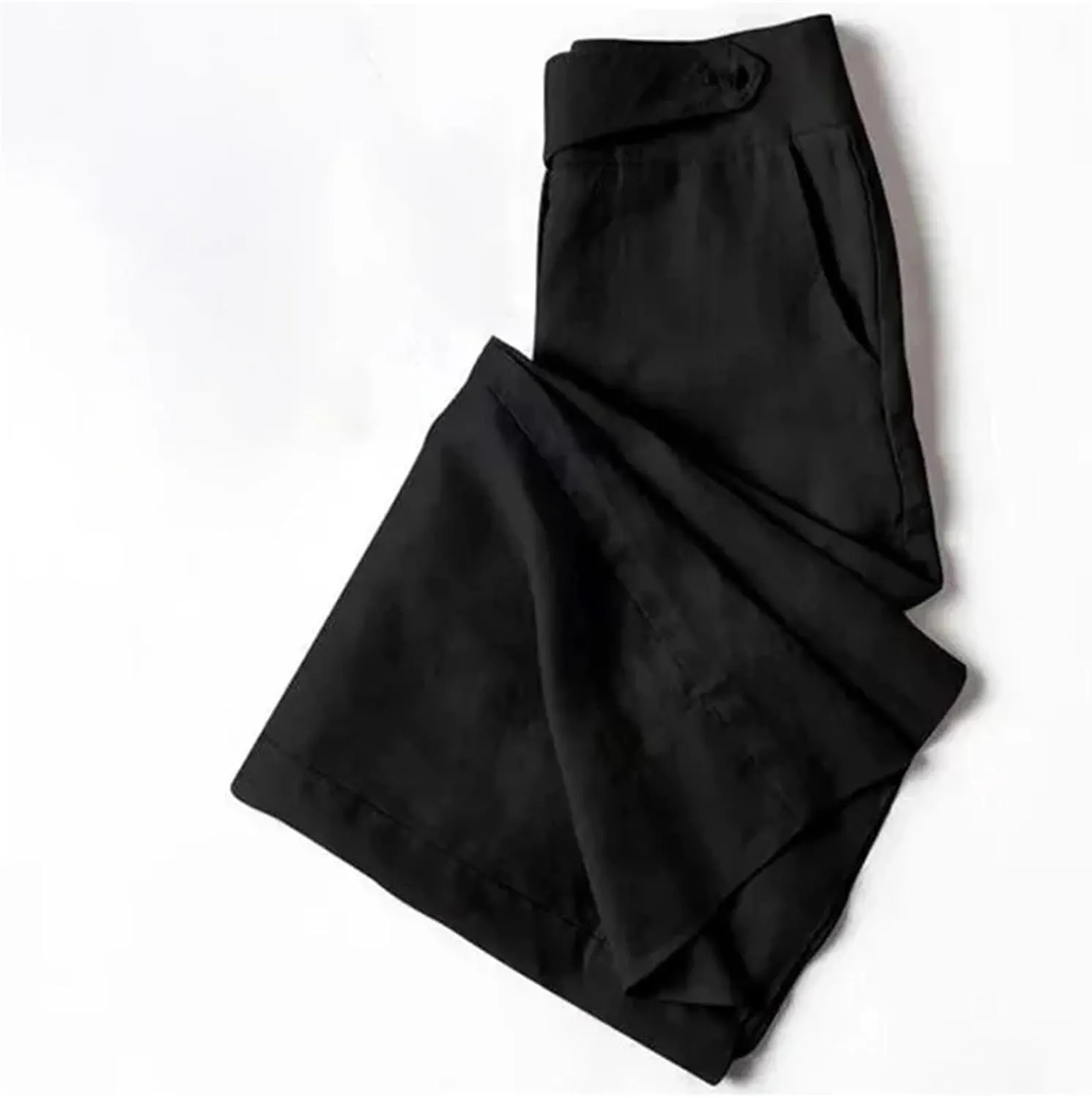 Women's Spring Summer Cotton Linen Wide Leg Pants  Solid Color Loose Fit Casual Straight Leg Trousers