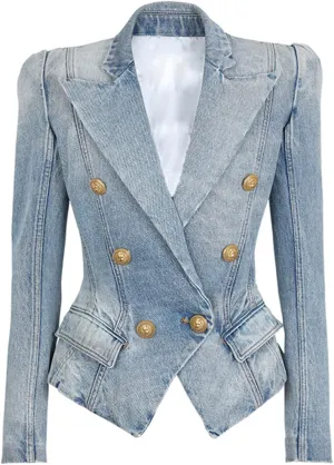 Women's Suits Blazer,Button Dress Suit Formal Denim Jacket Coats Party Long Sleeve Wear to Work