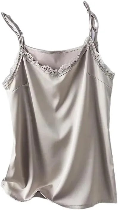 Womens Summer V-Neck Camisole Silk Camis Women's Sexy Bottoming Shirt Sleeveless Top Silk Camisole Women Shirt