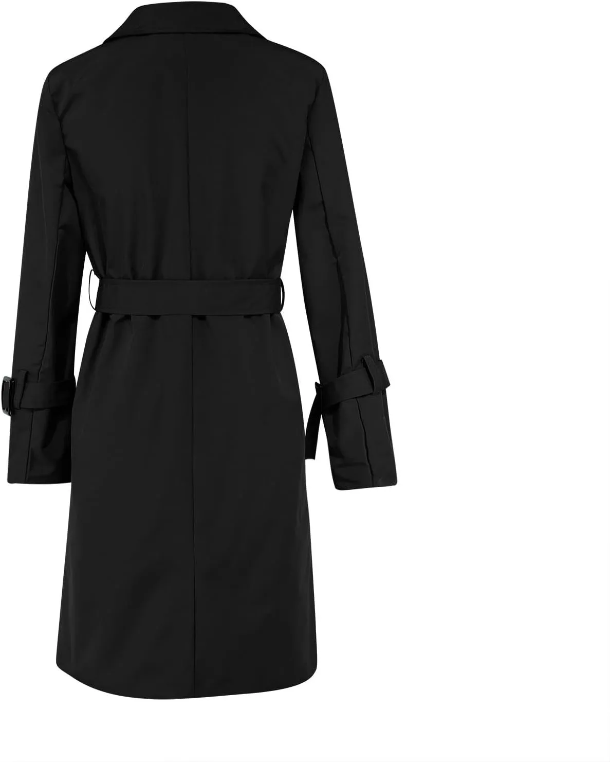 Womens Trench Coat Mid Long Retro Double-Breasted Winter Outwear Classic Lapel Overcoat Solid Slim Outerwear 2024