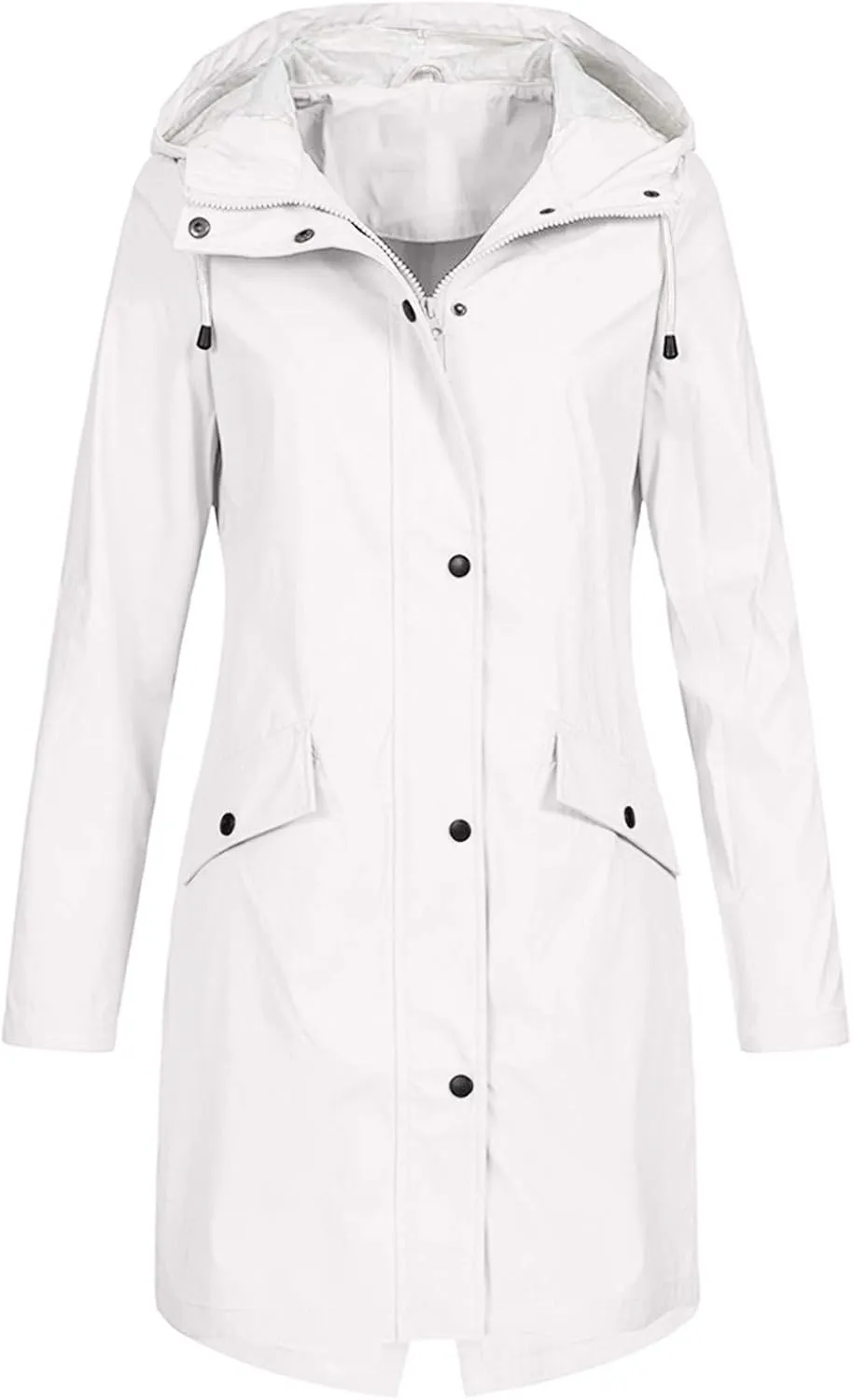 Womens Trench Coat Solid Hooded Jacket Windproof Outdoor Coat Plus Women'S Double Breasted Mid-Length Belted