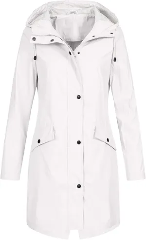 Womens Trench Coat Solid Hooded Jacket Windproof Outdoor Coat Plus Women'S Double Breasted Mid-Length Belted