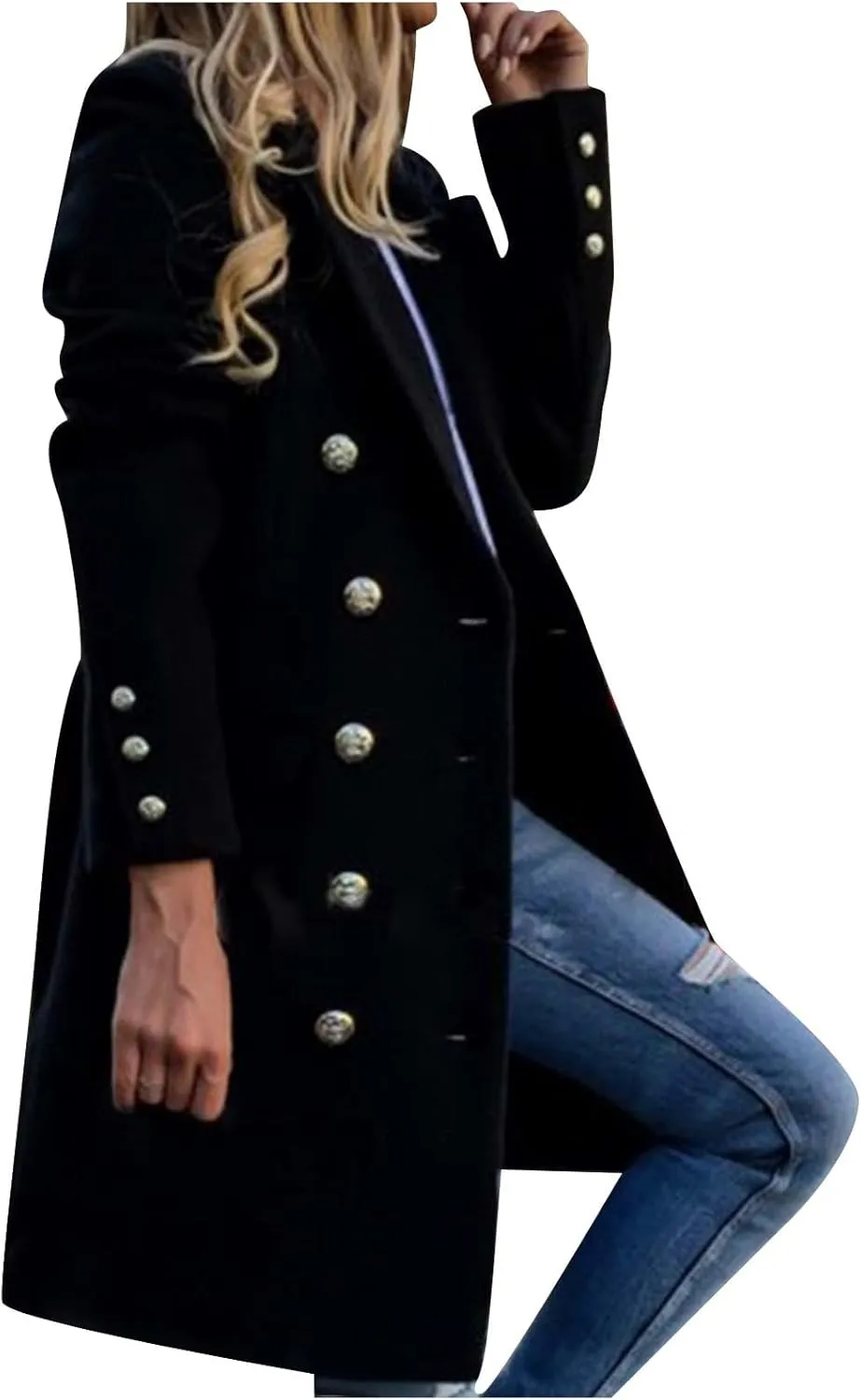 Women's Trench Coat, Trendy Classic Overcoat Mid Long Slim Jackets Winter Warm Outerwear Windproof Coats 2024