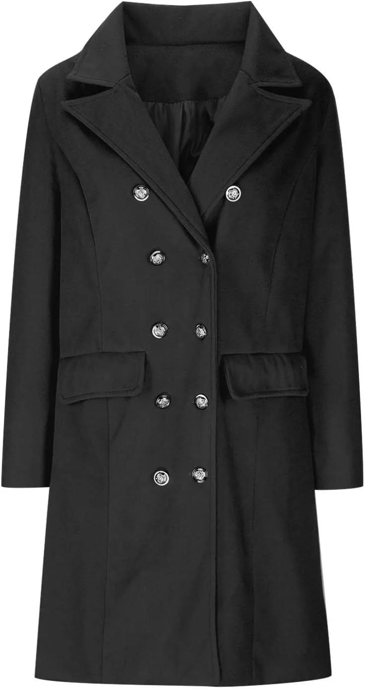 Women's Trench Coat, Trendy Classic Overcoat Mid Long Slim Jackets Winter Warm Outerwear Windproof Coats 2024