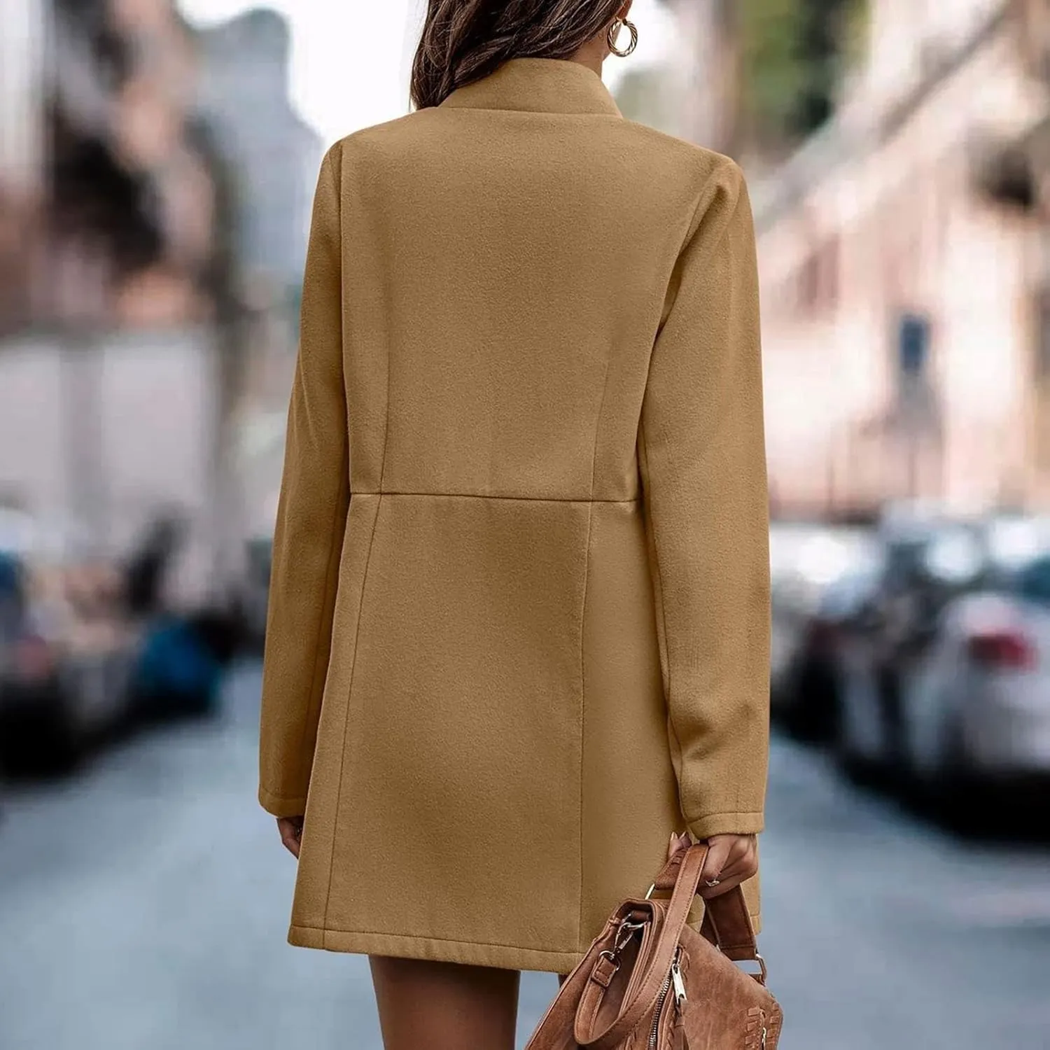 Women's Trench Coats Open Front Fit Knitted Sweater Coat Spring Fall Fashion 2024 Casual Overcoat Solid Jackets