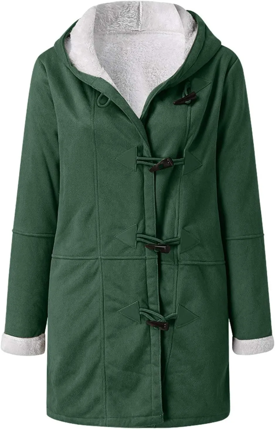 Women's Winter Down Jacket Warm Plush Hoodies Horn Button Coat Plus Size Wool Jacket Velvet Outerwear
