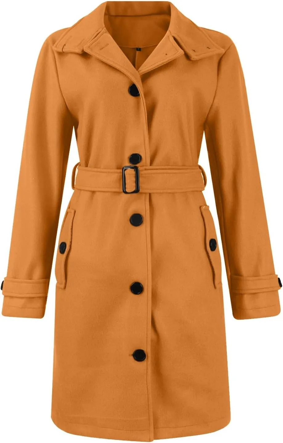 Women's Winter Warm Outerwear Overcoat Collar Mid-thigh A-line Single Breasted Overcoat Work Office Pea Coats