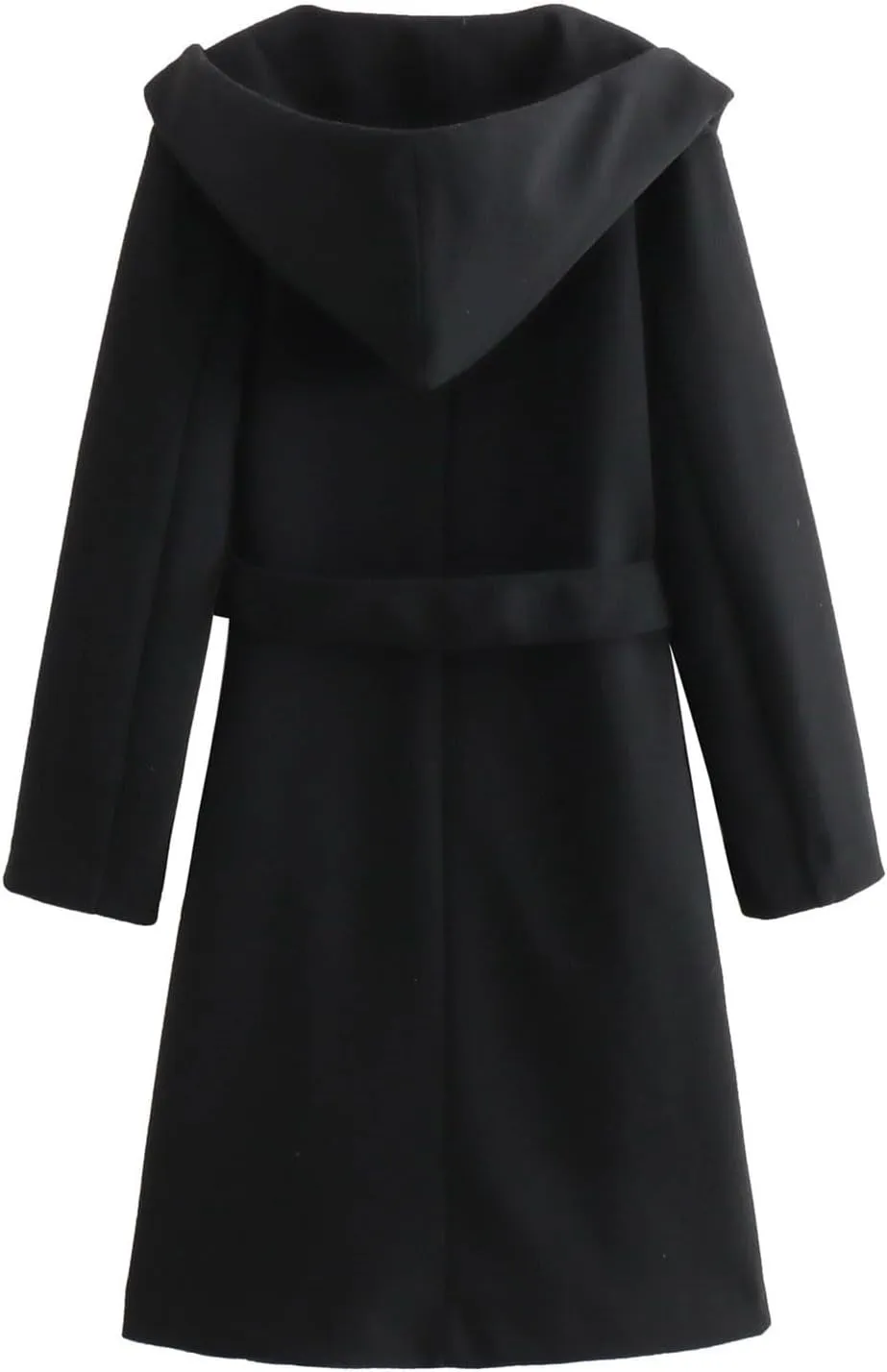 Womens Winter Wool Blend Pea Coat Casual Notched Lapel Collar Trench Coat Belted Elegant Long Overcoat Jacket