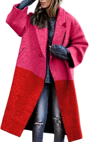Women's Winter Wool Coat Casual Down Lapel Plush Plaid Coat Loose Long Coat Coat for Women Woman Coat Women's