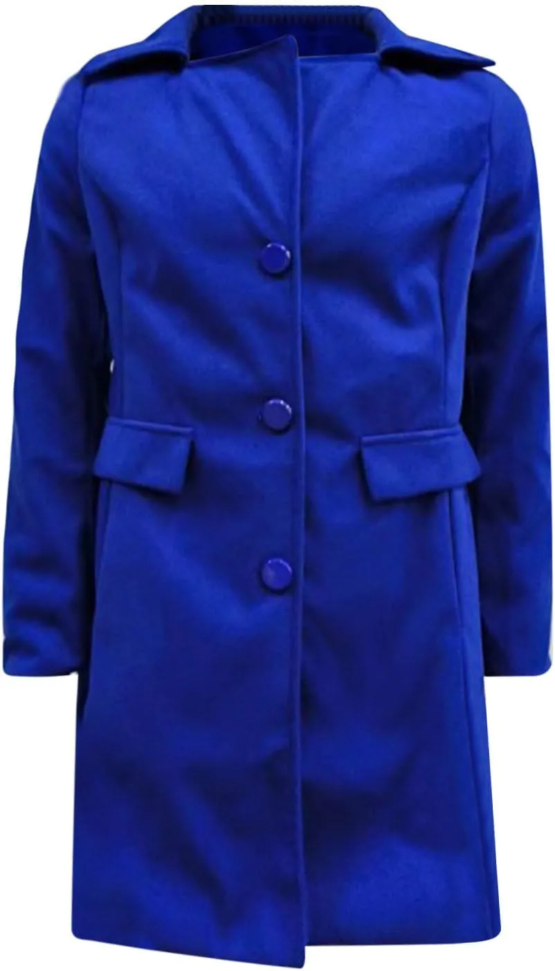 Womens Winter Wool Coats Mid Long Oversized Over Coats Notched Lapel Collar Singe Breasted Trench Coat Jackets