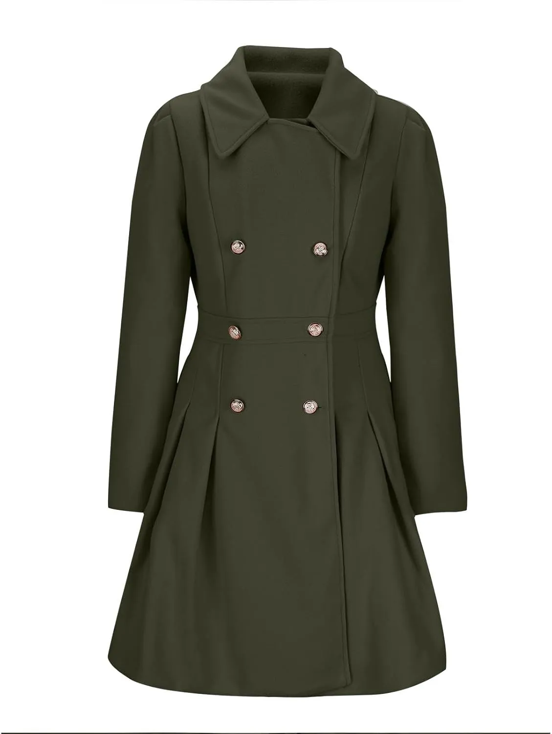 Women's Wool Coats Double Breasted Casual Notched Lapel Pea Coats Oversized Soft Warm Winter Trench Coat Outwear