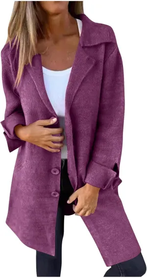 Wool Coat for Women Double Breasted Notch Lapel Trench Caot Elegant Mid-Long Windproof Warm Winter Jackets Outwear