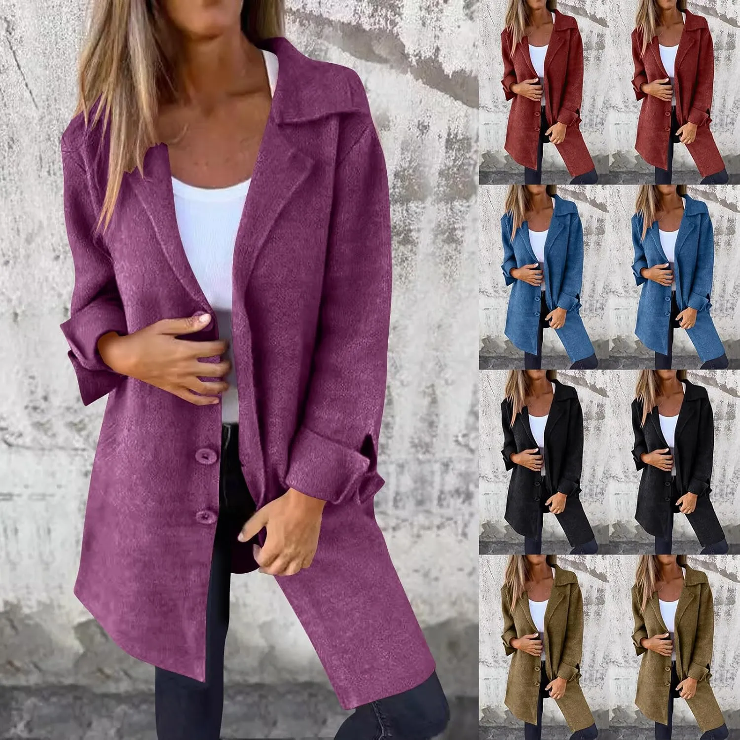 Wool Coat for Women Double Breasted Notch Lapel Trench Caot Elegant Mid-Long Windproof Warm Winter Jackets Outwear