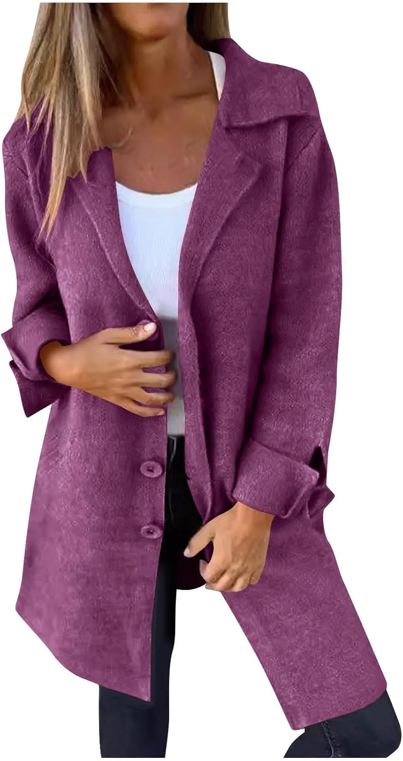 Wool Coat for Women Double Breasted Notch Lapel Trench Caot Elegant Mid-Long Windproof Warm Winter Jackets Outwear