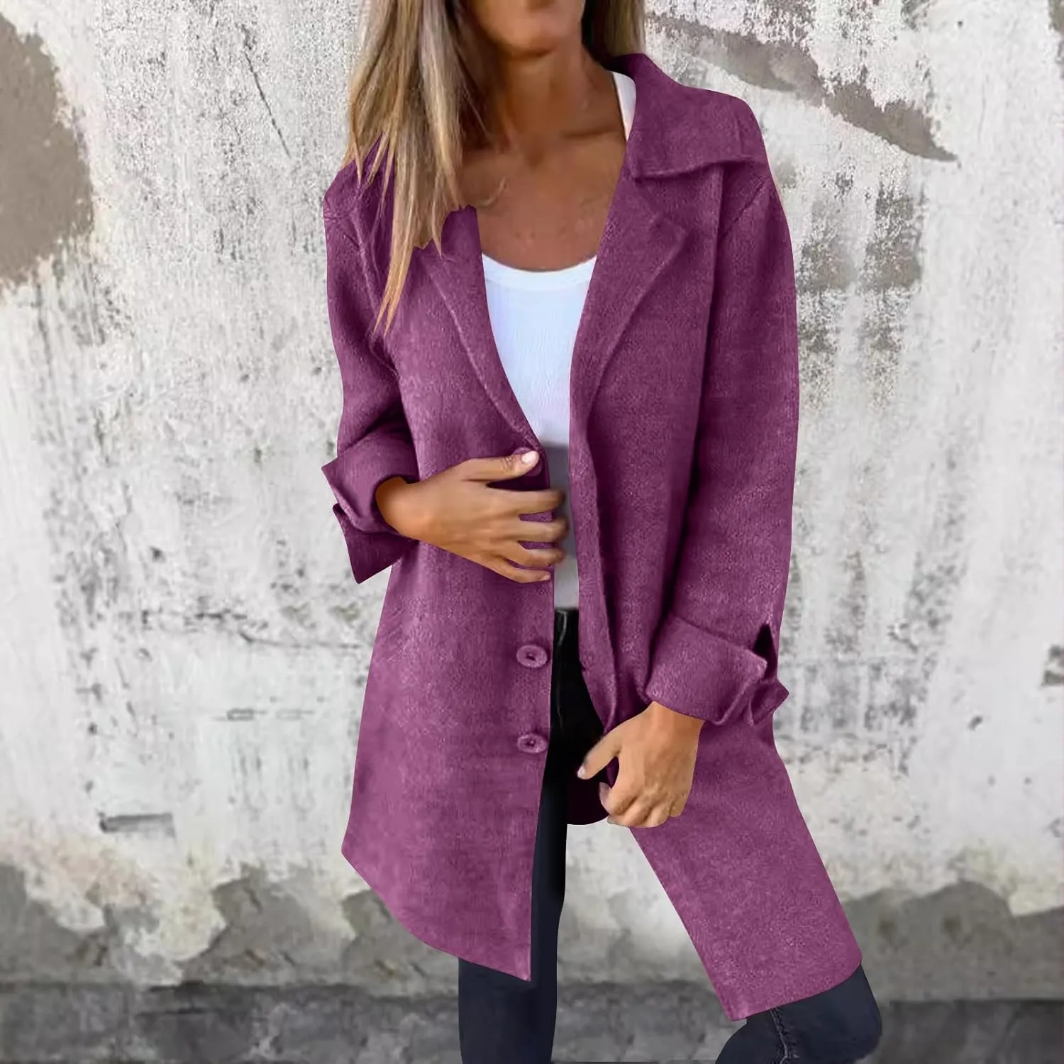 Wool Coat for Women Double Breasted Notch Lapel Trench Caot Elegant Mid-Long Windproof Warm Winter Jackets Outwear