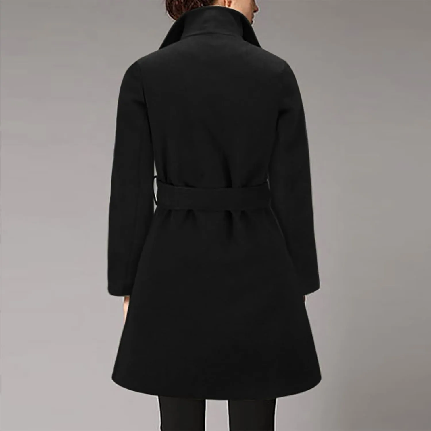 Wool Coats for Women Casual Long Winter Pea Coats Open Front Belted Elegant Trench Coat Dress Coats Outwear