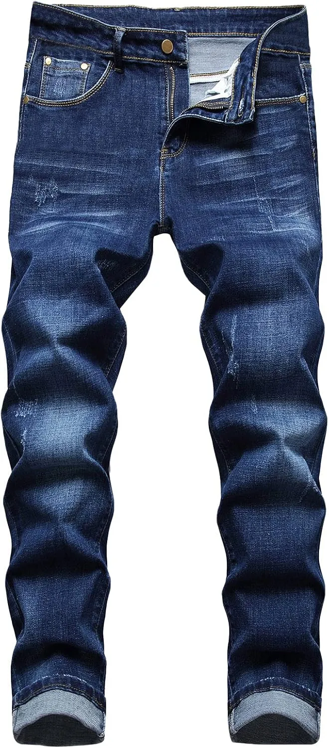 XUETON Mens Denim Pants Skinny Slim Fashion Streetwear Destroyed Distressed Straight Hip Hop Biker Stretchy Jeans
