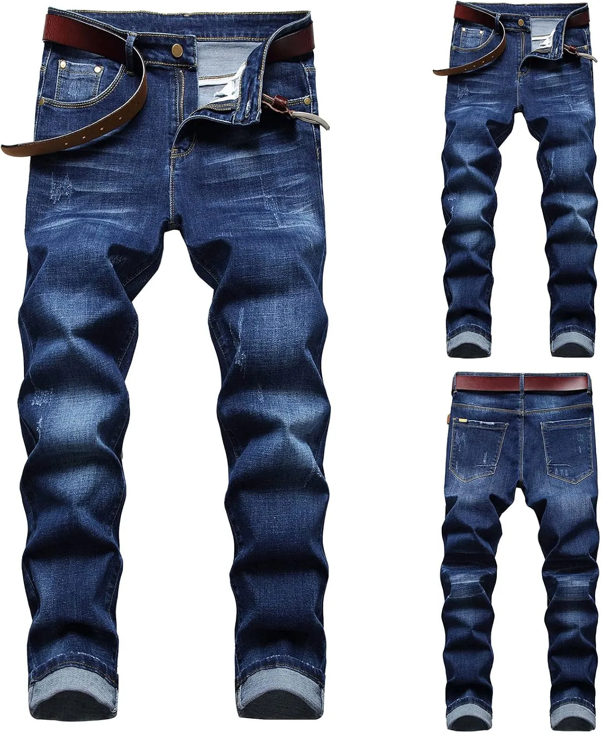 XUETON Mens Denim Pants Skinny Slim Fashion Streetwear Destroyed Distressed Straight Hip Hop Biker Stretchy Jeans