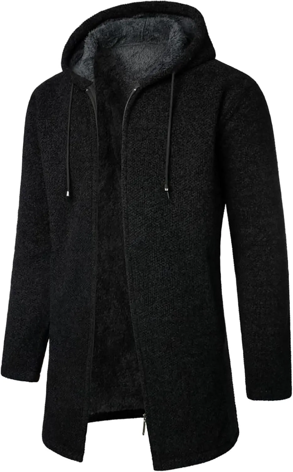 Ymosrh Men's Casual Coats Cardigan Sweaters Jacket Full Zip Fleece Lined Winter Warm Hoodie Coat Long Jackets, L-4XL