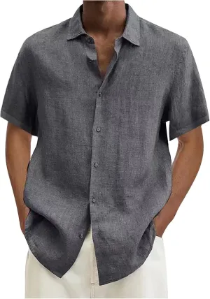 Ymosrh Mens Long Sleeve Shirt Men's Casual Cotton Linen Solid Color Shirts Loose Men Thermal Shirt Heavyweight