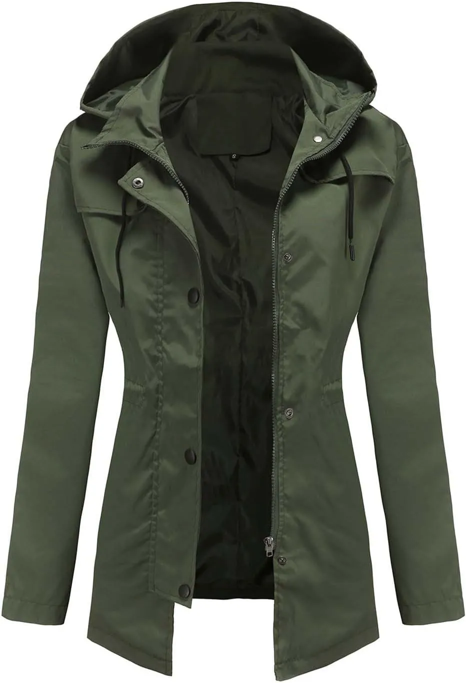 YRAETENM Rain Jacket Women Lightweight Waterproof Trench Coat Active Outdoor Hooded Windbreaker Casual Raincoat with Pockets