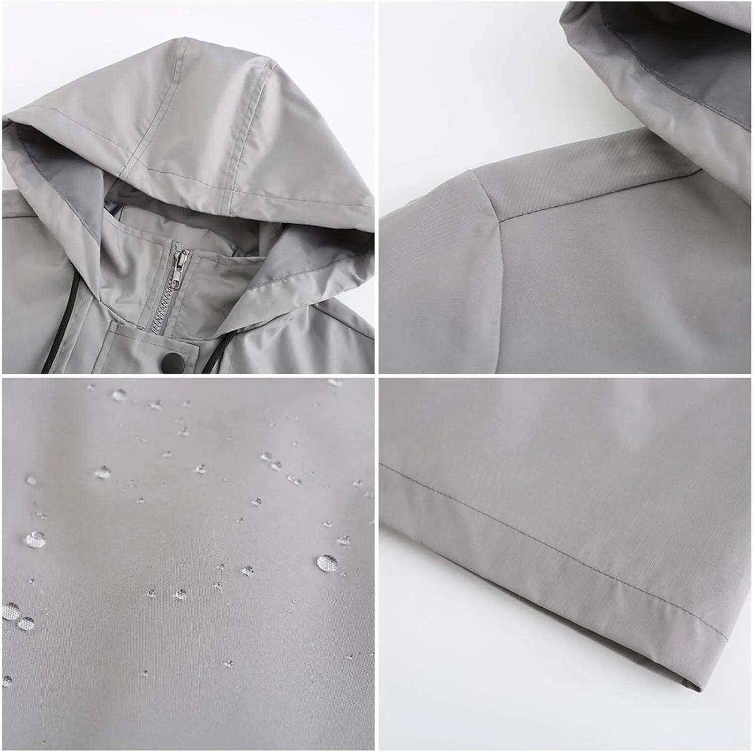 YRAETENM Rain Jacket Women Lightweight Waterproof Trench Coat Active Outdoor Hooded Windbreaker Casual Raincoat with Pockets