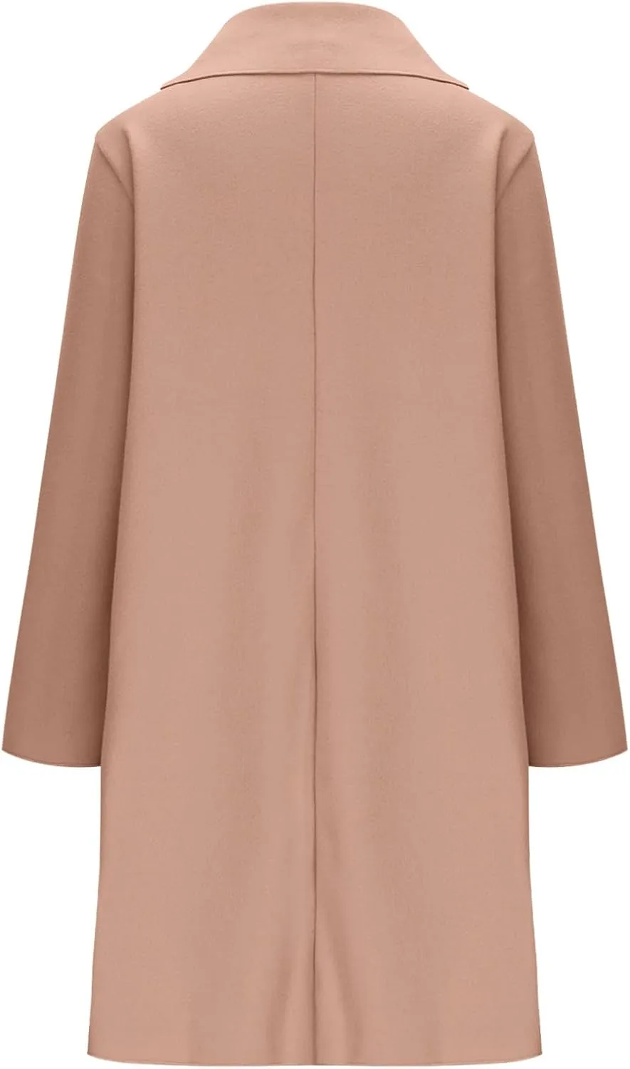 YRAETENM Trench Coat Women Single Breasted Notch Lapel Wool Coats Casual Mid Long Solid Color Jackets Fall Winter Outwear