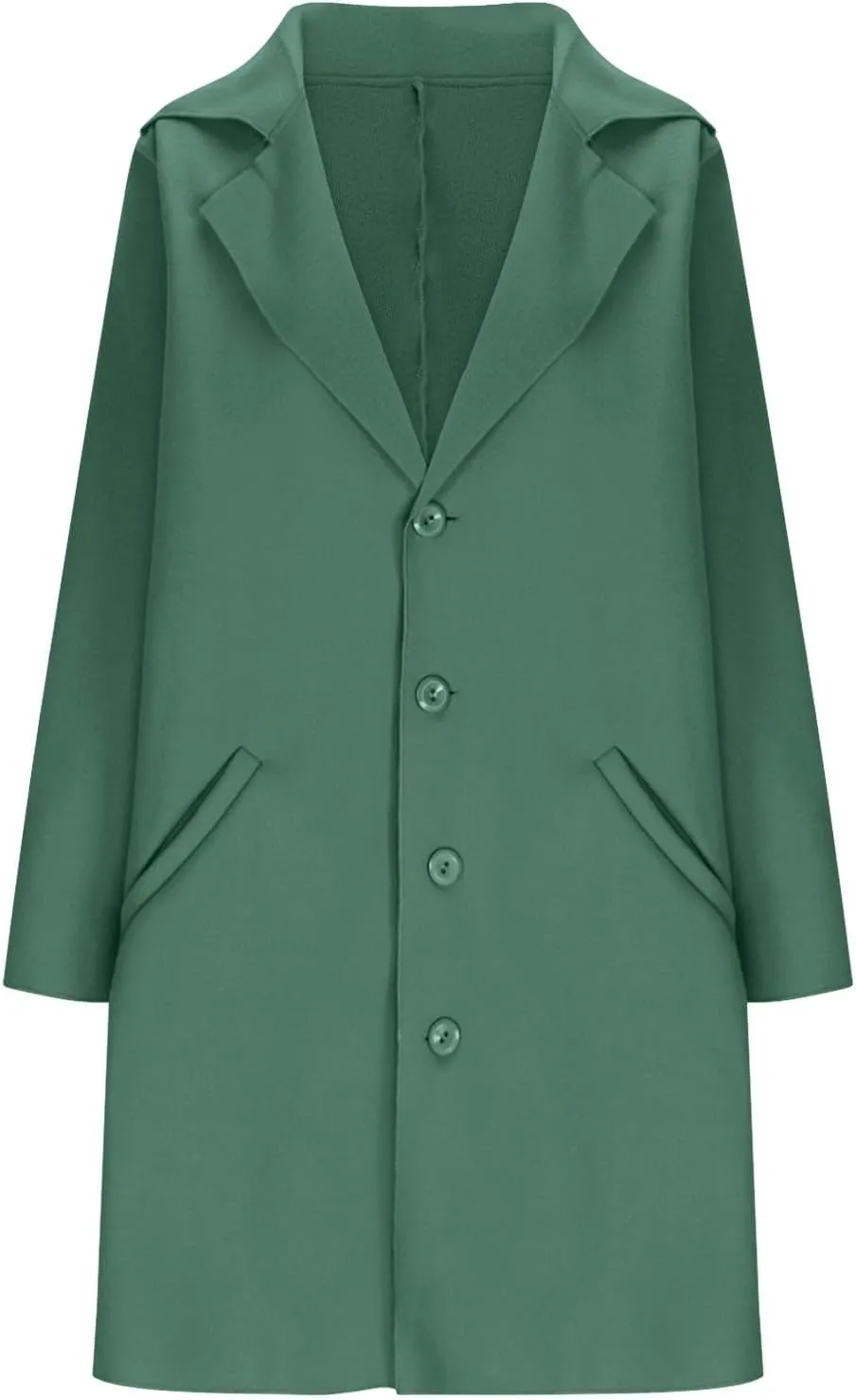 YRAETENM Trench Coat Women Single Breasted Notch Lapel Wool Coats Casual Mid Long Solid Color Jackets Fall Winter Outwear