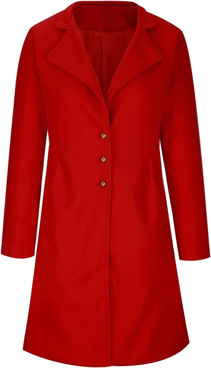 YRAETENM Winter Coats for Women Elegant Single Breasted Long Wool Coat Overcoat Casual Slim Fit Lapel Collar Trench Coats
