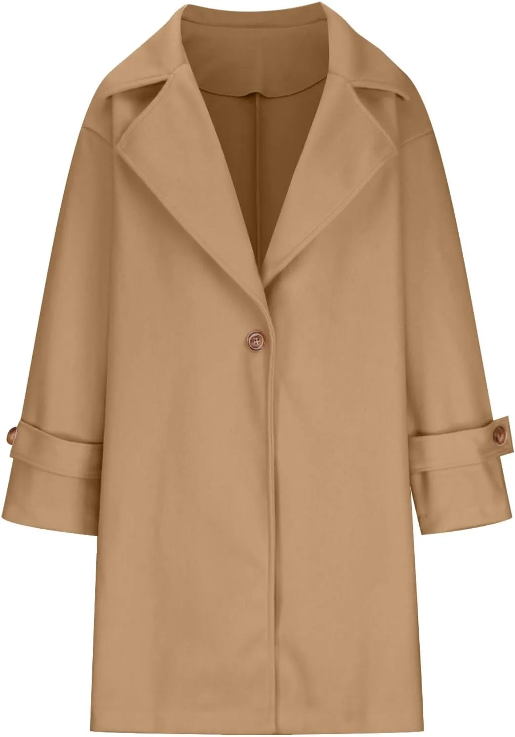 YRAETENM Women's Casual Notch Lapel Wool Coat Single Breasted Raglan Winter Jackets Plus Size Casual Long Trench Coat Peacoat