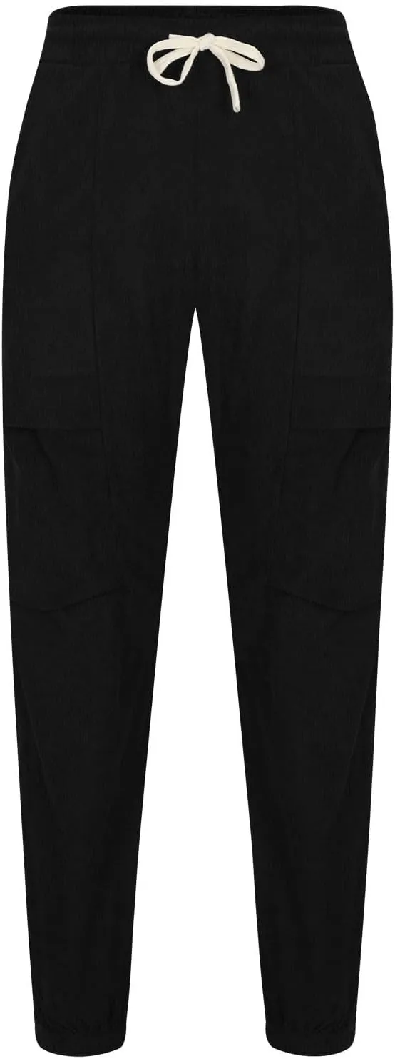 Zeiyignr Mens Corduroy Joggers Pants Casual Cargo Pants Drawstring Elastic Waist Slim Fit Tapered Sweatpants with Pockets