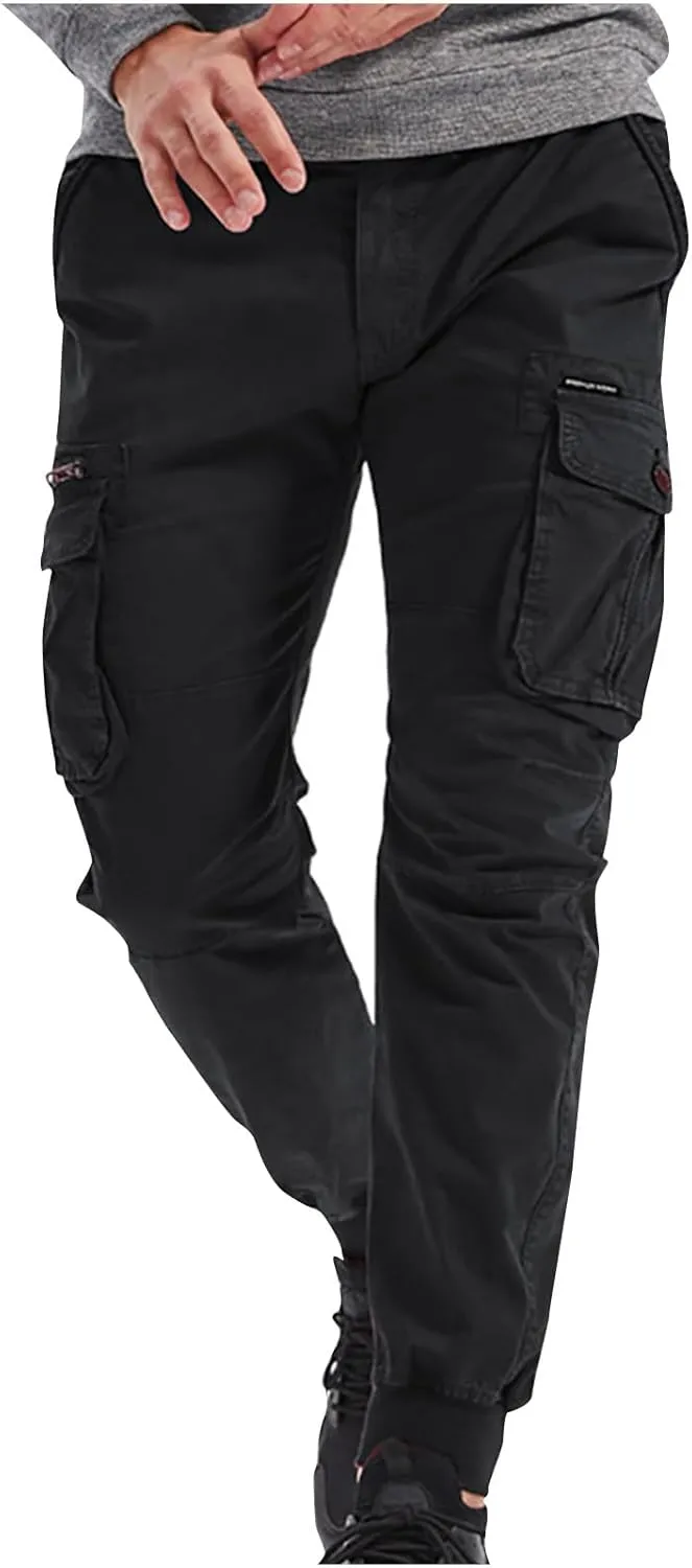Zeiyignr Tactical Cargo Pants for Men Casual Work Hiking Sweatpants Joggers Outdoor Camping Fishing Trousers with Pockets